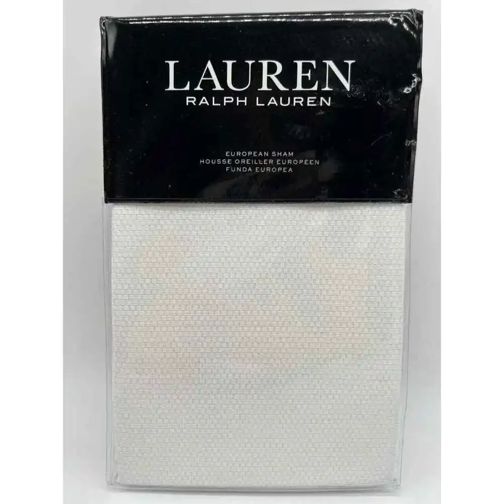 Ralph Lauren EDEN White/Blue Trim Pique EURO Sham 26x26 $135 NWT!